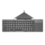 KF86 MAX Foldable Wireless Bluetooth-Compatible Keyboard With Touchpad + Leather Case, With Touchpad + Leather Case