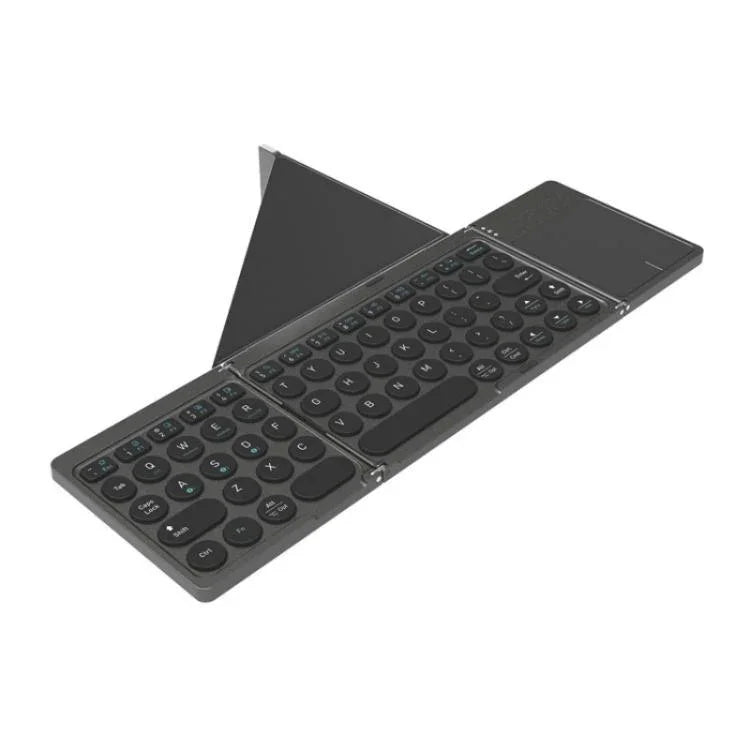 KF86 MAX Foldable Wireless Bluetooth-Compatible Keyboard With Touchpad + Leather Case, With Touchpad + Leather Case