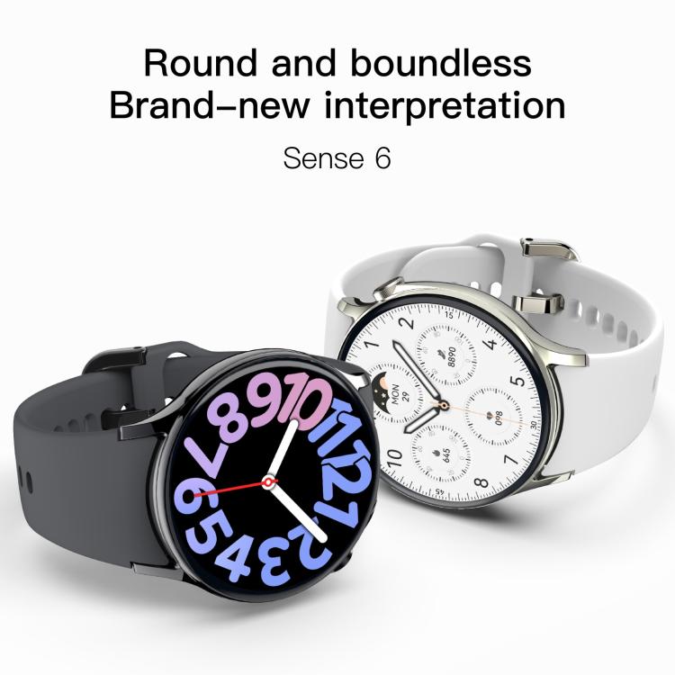 Sense 6 1.43 AMOLED Screen IP68 Waterproof Bluetooth Call Smartwatch Supports Health Monitoring