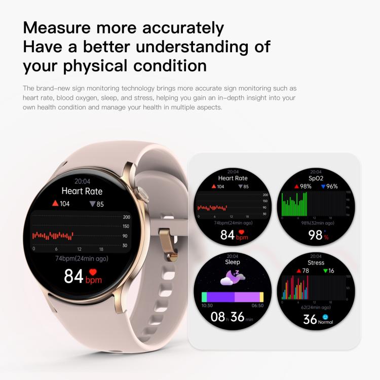 Sense 6 1.43 AMOLED Screen IP68 Waterproof Bluetooth Call Smartwatch Supports Health Monitoring