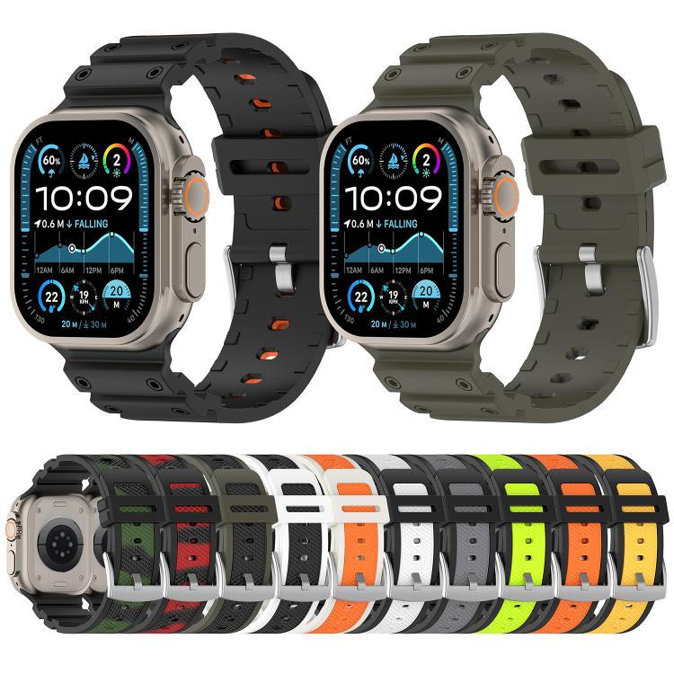 Diamond Texture Two-Color Silicone Watch Band, For Apple Watch 46mm / 49mm / 45mm / 44mm