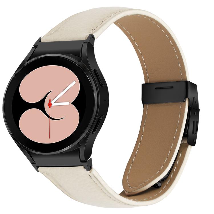 Lychee Texture Black Turtle Back Buckle Leather Watch Band, For Samsung Galaxy Watch 7 40 / 44mm