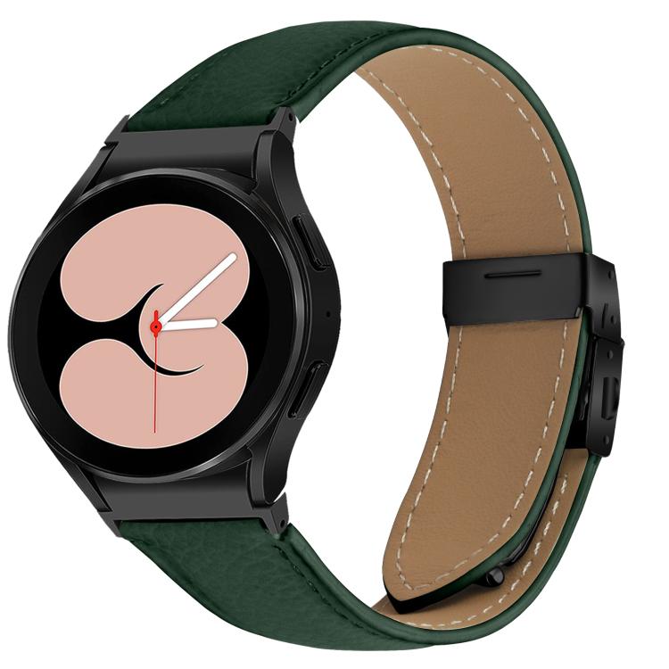 Lychee Texture Black Turtle Back Buckle Leather Watch Band, For Samsung Galaxy Watch 7 40 / 44mm