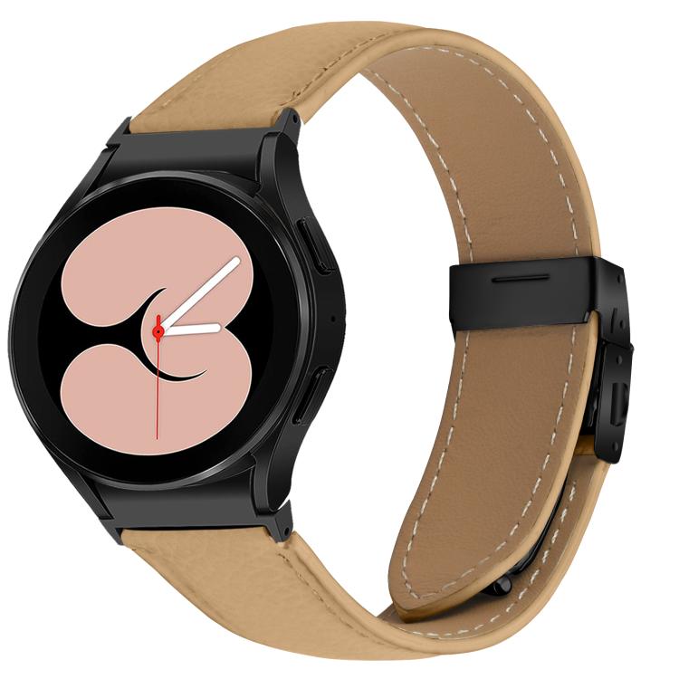 Lychee Texture Black Turtle Back Buckle Leather Watch Band, For Samsung Galaxy Watch 7 40 / 44mm