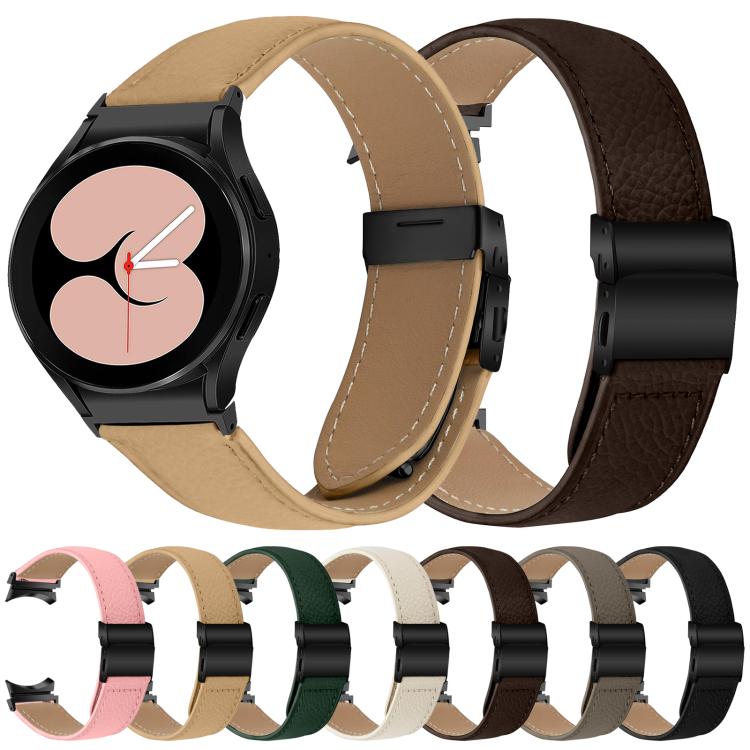 Lychee Texture Black Turtle Back Buckle Leather Watch Band, For Samsung Galaxy Watch 7 40 / 44mm