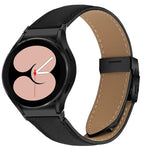 Quick Release Lychee Texture Black Turtle Back Buckle Leather Watch Band, For Samsung Galaxy Watch 7 40 / 44mm