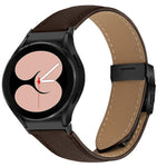 Quick Release Lychee Texture Black Turtle Back Buckle Leather Watch Band, For Samsung Galaxy Watch 7 40 / 44mm