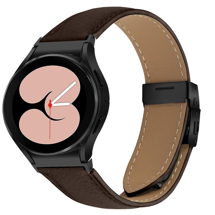 Quick Release Lychee Texture Black Turtle Back Buckle Leather Watch Band, For Samsung Galaxy Watch 7 40 / 44mm