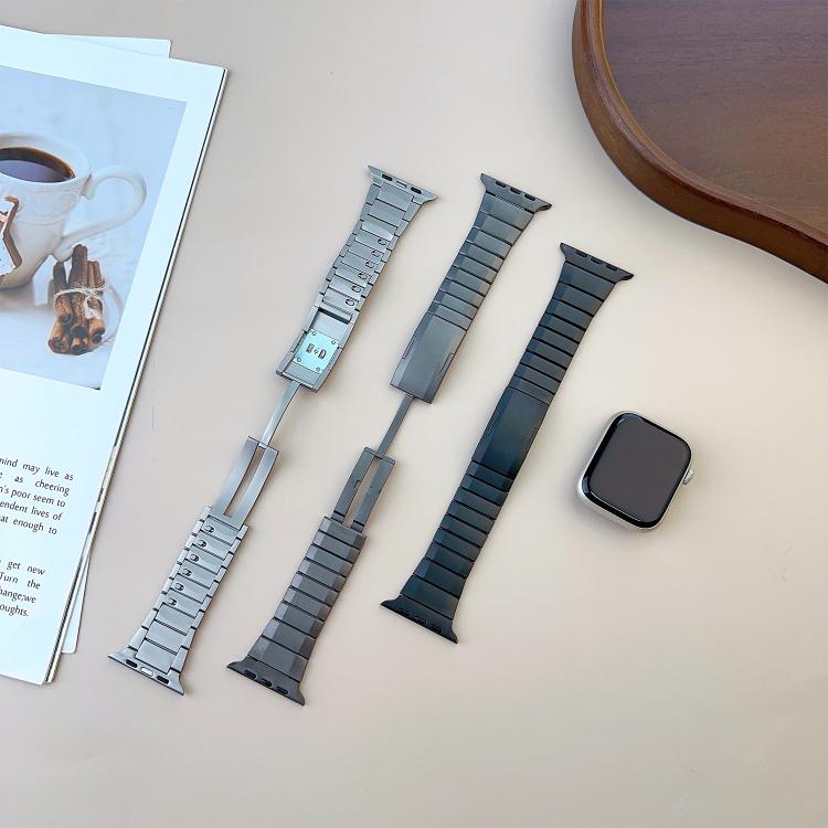 Abnehmbares, gebogenes Edelstahl-Armband, passend für Apple Watch 46 mm / 49 mm / 45 mm / 44 mm und 42 mm / 41 mm / 40 mm / 38 mm