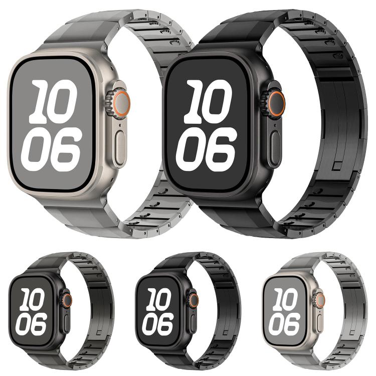 Abnehmbares, gebogenes Edelstahl-Armband, passend für Apple Watch 46 mm / 49 mm / 45 mm / 44 mm und 42 mm / 41 mm / 40 mm / 38 mm