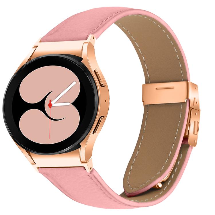 Lychee Texture Rose Gold Turtle Back Buckle Leather Watch Band, For Samsung Galaxy Watch 7 40 / 44mm
