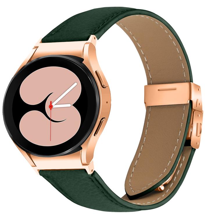Lychee Texture Rose Gold Turtle Back Buckle Leather Watch Band, For Samsung Galaxy Watch 7 40 / 44mm