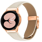 Lychee Texture Rose Gold Turtle Back Buckle Leather Watch Band, For Samsung Galaxy Watch 7 40 / 44mm