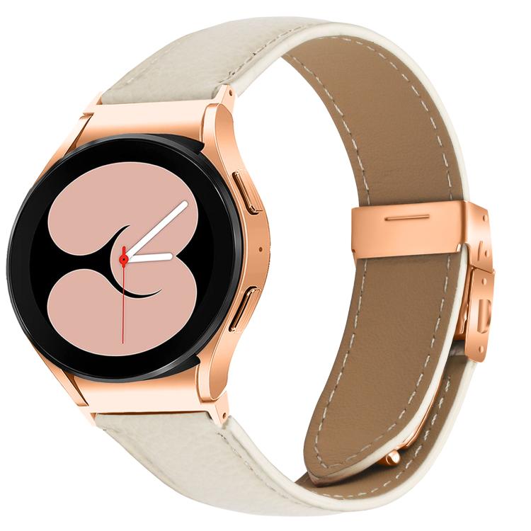 Lychee Texture Rose Gold Turtle Back Buckle Leather Watch Band, For Samsung Galaxy Watch 7 40 / 44mm