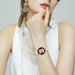 Lychee Texture Rose Gold Turtle Back Buckle Leather Watch Band, For Samsung Galaxy Watch 7 40 / 44mm