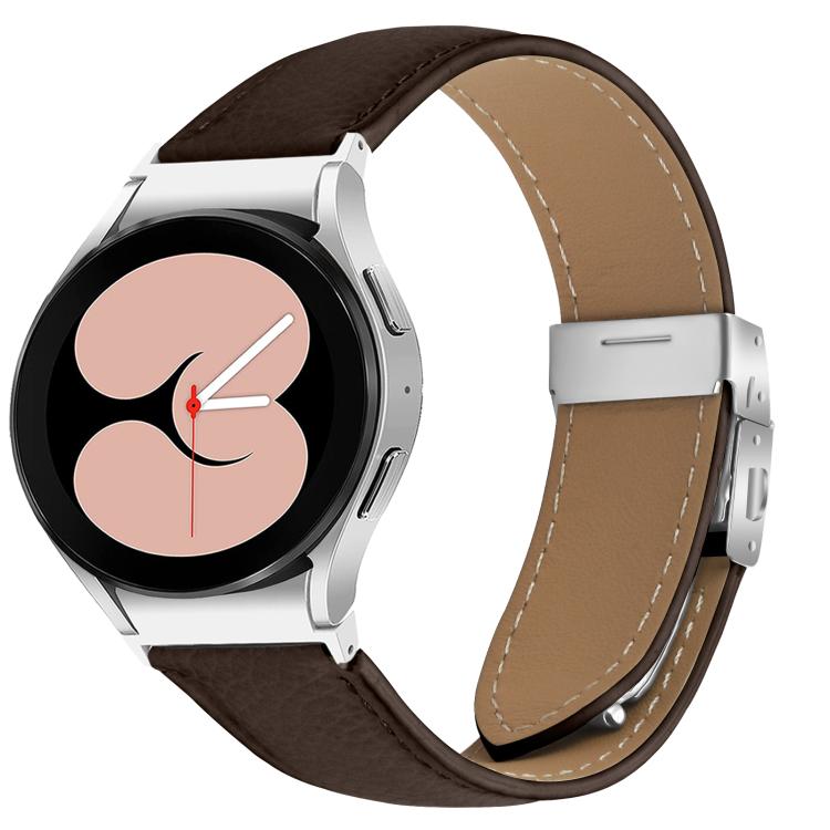 Lychee Texture Silver Turtle Back Buckle Leather Watch Band, For Samsung Galaxy Watch 7 40 / 44mm