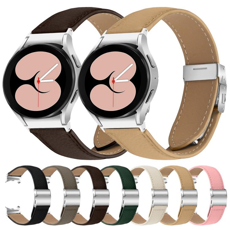 Lychee Texture Silver Turtle Back Buckle Leather Watch Band, For Samsung Galaxy Watch 7 40 / 44mm