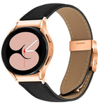 Quick Release Lychee Texture Rose Gold Turtle Back Buckle Leather Watch Band, For Samsung Galaxy Watch 7 40 / 44mm