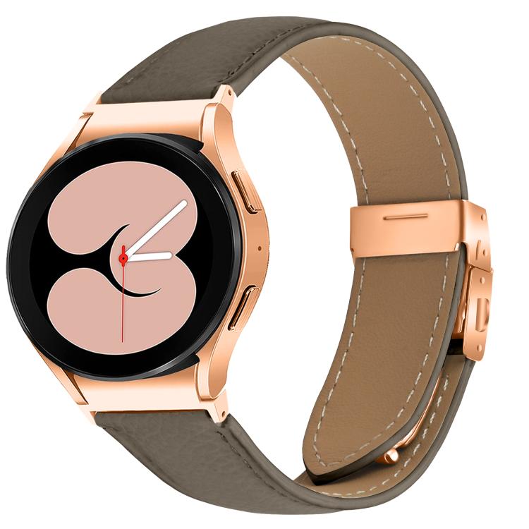 Quick Release Lychee Texture Rose Gold Turtle Back Buckle Leather Watch Band, For Samsung Galaxy Watch 7 40 / 44mm