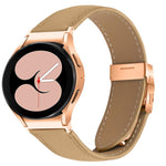 Quick Release Lychee Texture Rose Gold Turtle Back Buckle Leather Watch Band, For Samsung Galaxy Watch 7 40 / 44mm
