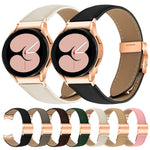 Quick Release Lychee Texture Rose Gold Turtle Back Buckle Leather Watch Band, For Samsung Galaxy Watch 7 40 / 44mm