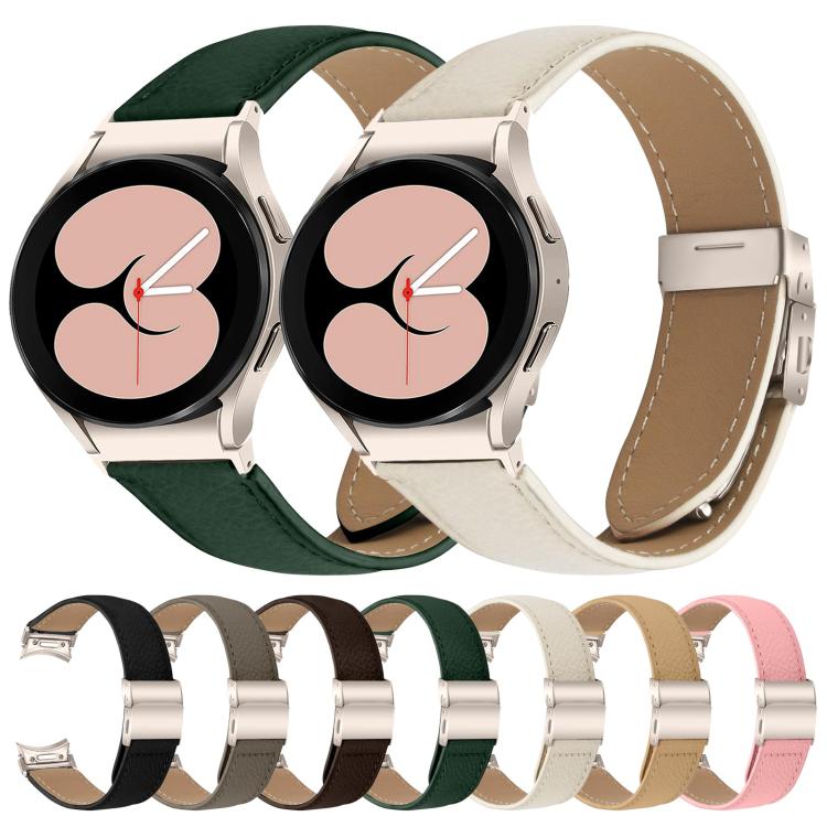 Quick Release Lychee Texture Starlight Turtle Back Buckle Leather Watch Band, For Samsung Galaxy Watch 7 40 / 44mm