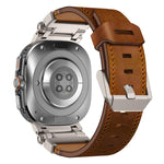 Explorer Stainless Steel Head Leather Watch Band, For Samsung Galaxy Watch Ultra 47mm / Ultra 2025