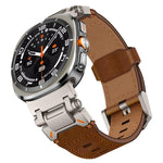 Explorer Stainless Steel Head Leather Watch Band, For Samsung Galaxy Watch Ultra 47mm / Ultra 2025