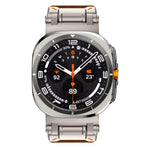 Explorer Stainless Steel Head Leather Watch Band, For Samsung Galaxy Watch Ultra 47mm / Ultra 2025