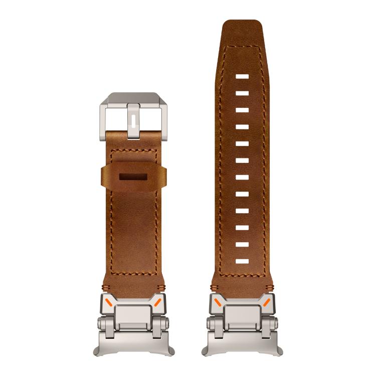 Explorer Stainless Steel Head Leather Watch Band, For Samsung Galaxy Watch Ultra 47mm / Ultra 2025