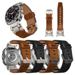 Explorer Stainless Steel Head Leather Watch Band, For Samsung Galaxy Watch Ultra 47mm / Ultra 2025