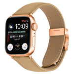 Armband aus Leder mit Litschi-Textur in Roségold mit Schildkrötenverschluss, passend für Apple Watch 46 mm / 49 mm / 45 mm / 44 mm und 42 mm / 41 mm / 40 mm / 38 mm