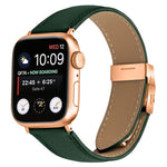 Armband aus Leder mit Litschi-Textur in Roségold mit Schildkrötenverschluss, passend für Apple Watch 46 mm / 49 mm / 45 mm / 44 mm und 42 mm / 41 mm / 40 mm / 38 mm