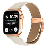 Armband aus Leder mit Litschi-Textur in Roségold mit Schildkrötenverschluss, passend für Apple Watch 46 mm / 49 mm / 45 mm / 44 mm und 42 mm / 41 mm / 40 mm / 38 mm