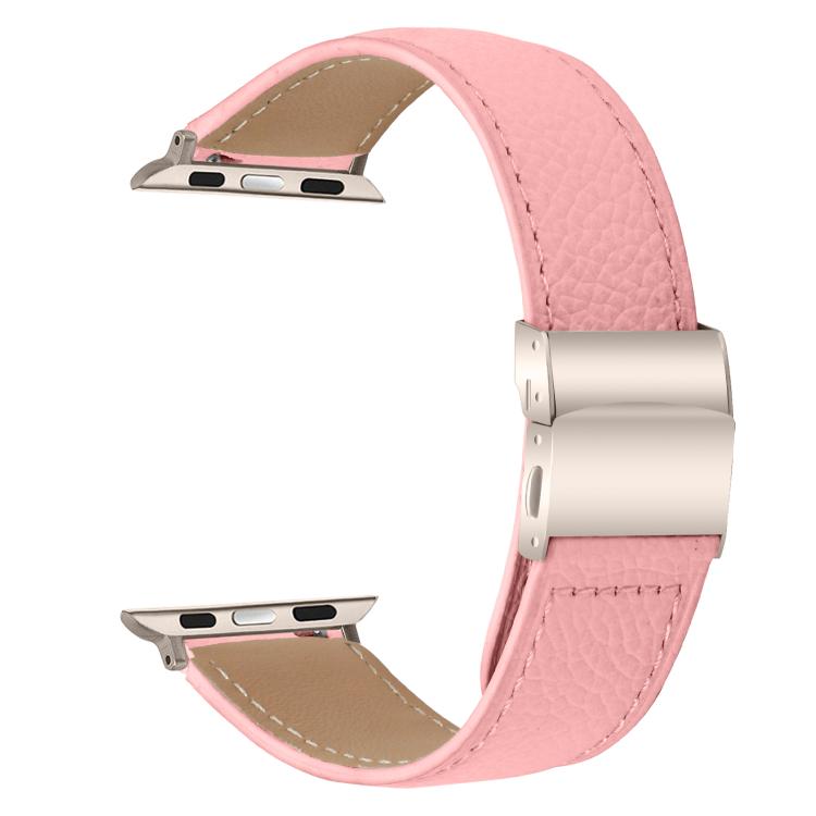 Lychee Texture Starlight Turtle Back Buckle Leather Watch Band, For Apple Watch 46mm / 49mm / 45mm / 44mm, For Apple Watch 42mm / 41mm / 40mm / 38mm