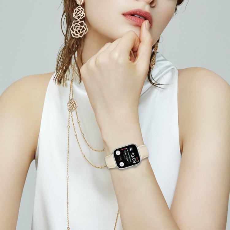 Lychee Texture Silver Turtle Back Buckle Leather Watch Band, For Apple Watch 46mm / 49mm / 45mm / 44mm, For Apple Watch 42mm / 41mm / 40mm / 38mm