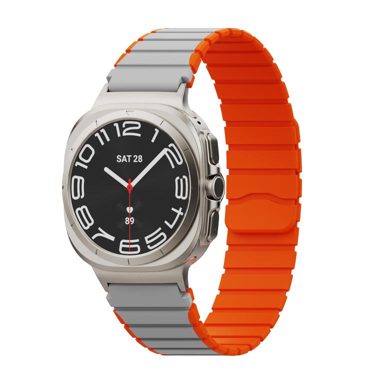 Magnetic Two Color Silicone Watch Band, For Samsung Galaxy Watch Ultra 47mm / Ultra 2025