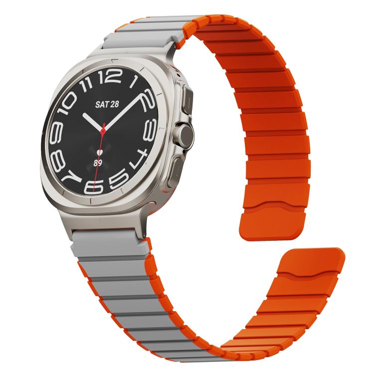 Magnetic Two Color Silicone Watch Band, For Samsung Galaxy Watch Ultra 47mm / Ultra 2025