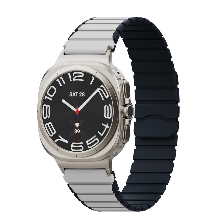 Magnetic Two Color Silicone Watch Band, For Samsung Galaxy Watch Ultra 47mm / Ultra 2025