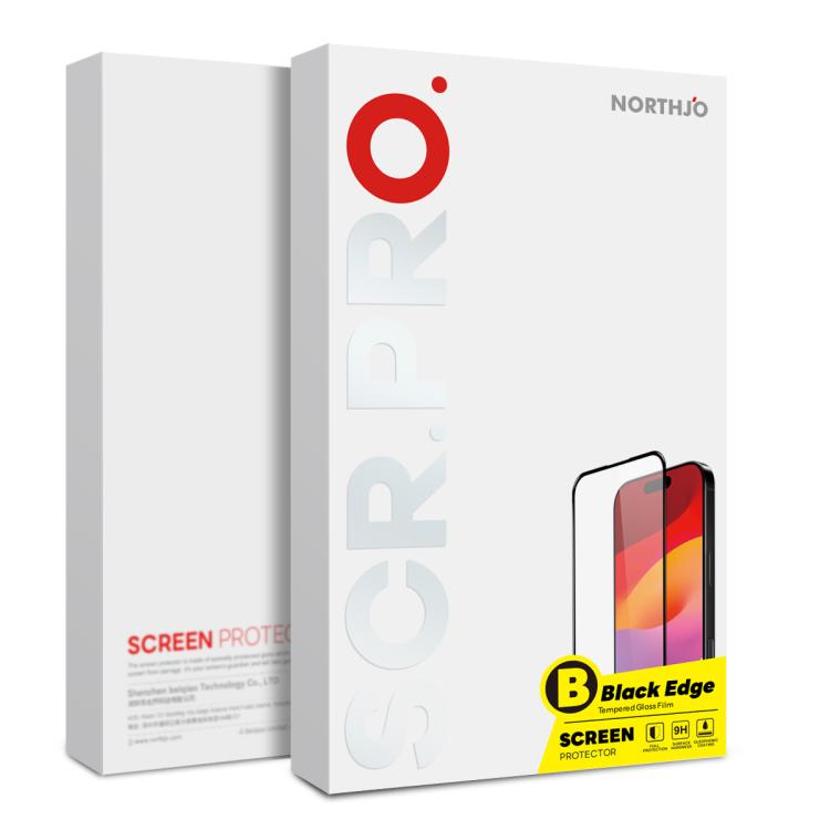 2 قطع من فيلم زجاج مقسى بطبعة حريرية كاملة الغراء 0.3 مم A++ من NORTHJO، لهواتف iPhone 17 Pro Max، iPhone 17 Pro، iPhone 17، iPhone Air
