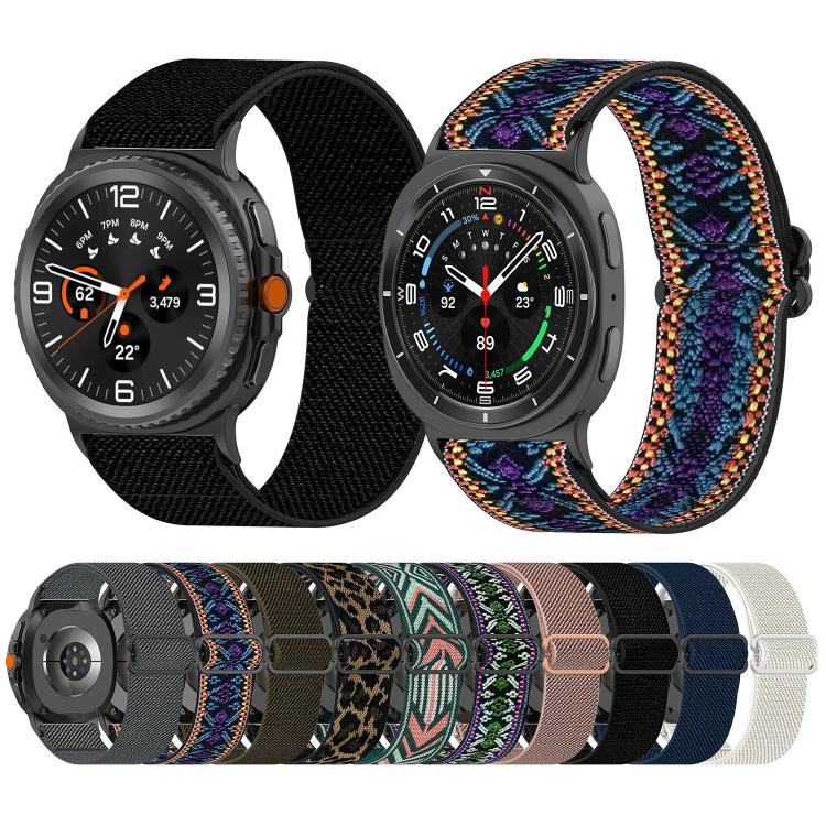 Ethnic Style Elastic Nylon Braided Watch Band, For Samsung Galaxy Watch8 / Watch8 Classic