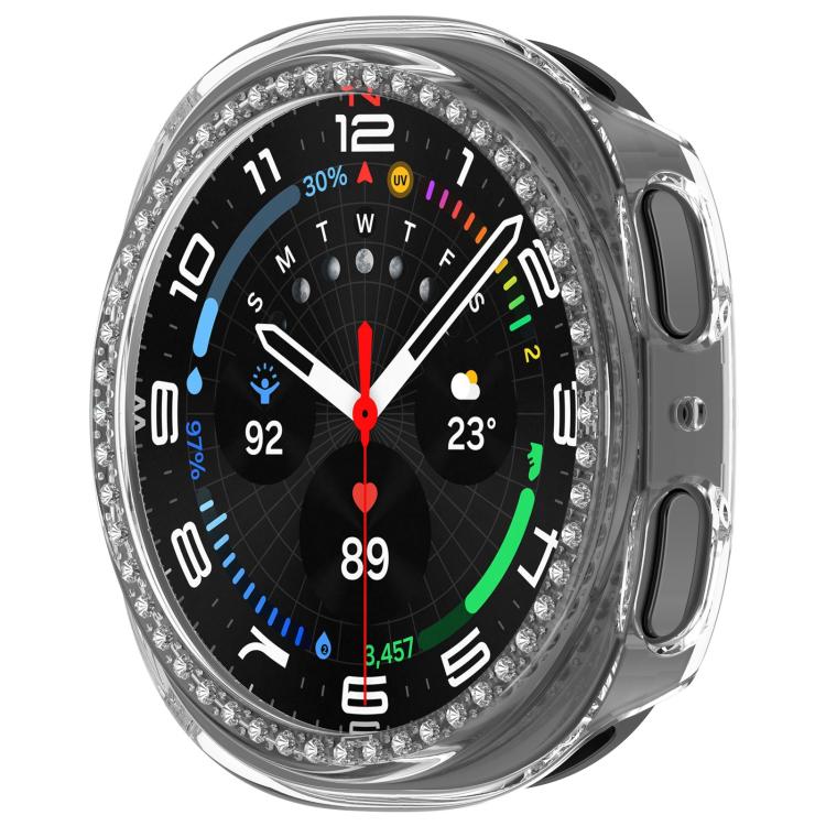 Single Row Diamond Half Coverage Hollow PC Watch Case, For Samsung Galaxy Watch 8 44mm, For Samsung Galaxy Watch 8 40mm