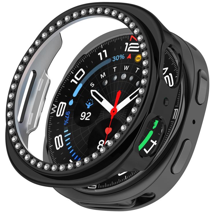 Single Row Diamond Half Coverage Hollow PC Watch Case, For Samsung Galaxy Watch 8 44mm, For Samsung Galaxy Watch 8 40mm