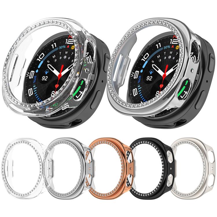 Single Row Diamond Half Coverage Hollow PC Watch Case, For Samsung Galaxy Watch 8 44mm, For Samsung Galaxy Watch 8 40mm