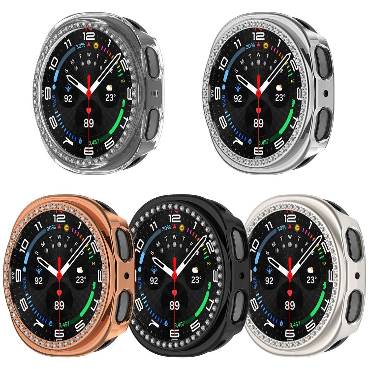 Single Row Diamond Half Coverage Hollow PC Watch Case, For Samsung Galaxy Watch 8 44mm, For Samsung Galaxy Watch 8 40mm