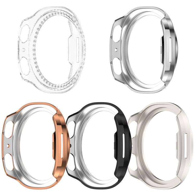 Single Row Diamond Half Coverage Hollow PC Watch Case, For Galaxy Watch 9 / 8 44mm, For Galaxy Watch 9 / 8 40mm