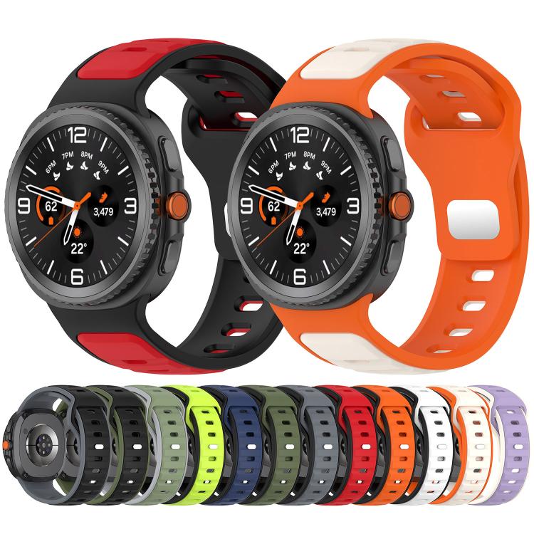 Reverse Buckle Two Color Silicone Watch Band, For Samsung Galaxy Watch8 / Watch8 Classic