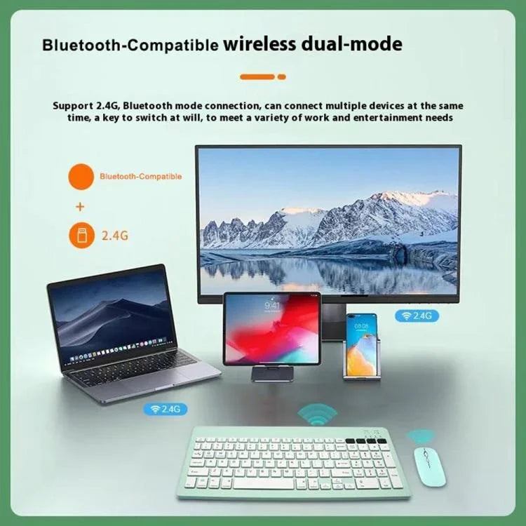 2858+030 Rechargeable Wireless Bluetooth Keyboard Silent Mouse Set with 800/1200/1600 DPI