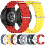 Marine Silver Buckle Silicone Watch Band, For Samsung Galaxy Watch 7 40 / 44mm