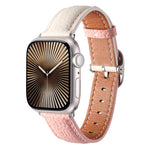 Square Buckle Litchi Texture Genuine Leather Watch Band, For Apple Watch 46mm / 49mm / 45mm / 44mm, For Apple Watch 42mm / 41mm / 40mm / 38mm